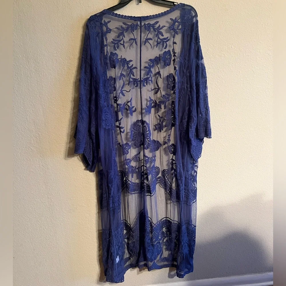 DAVI & DANI Navy Embroidered Cover-Up - Picture 2 of 3